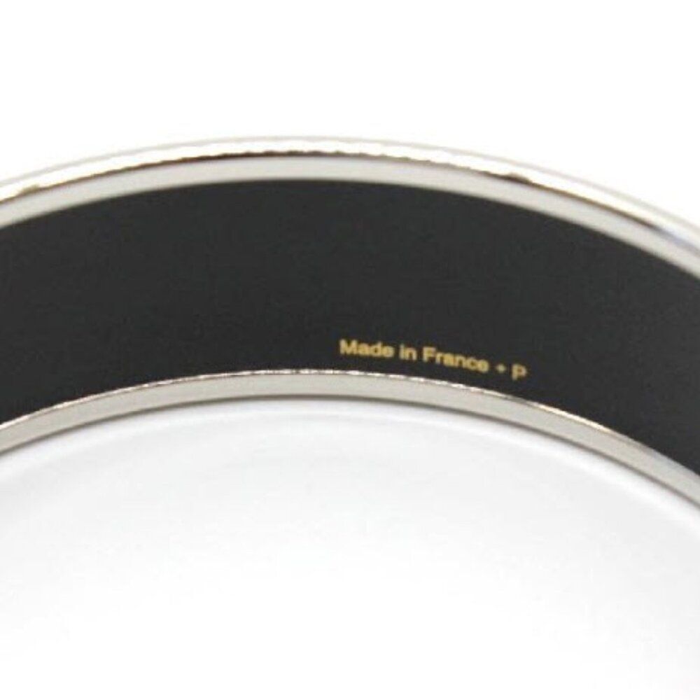 Hermès Black & White Enamel Palladium Plated Balcons du Guadalquivir Wide Bangle - Picture 4 of 5